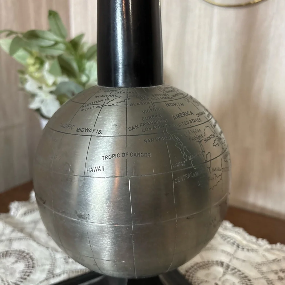 Elegant Black and Silver Decorative Globe Mid Century Modern